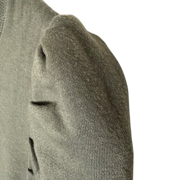 Rebecca Minkoff Janine Puff Sleeve Sweatshirt in Olive Green Small Cotton Blend - Picture 6 of 13